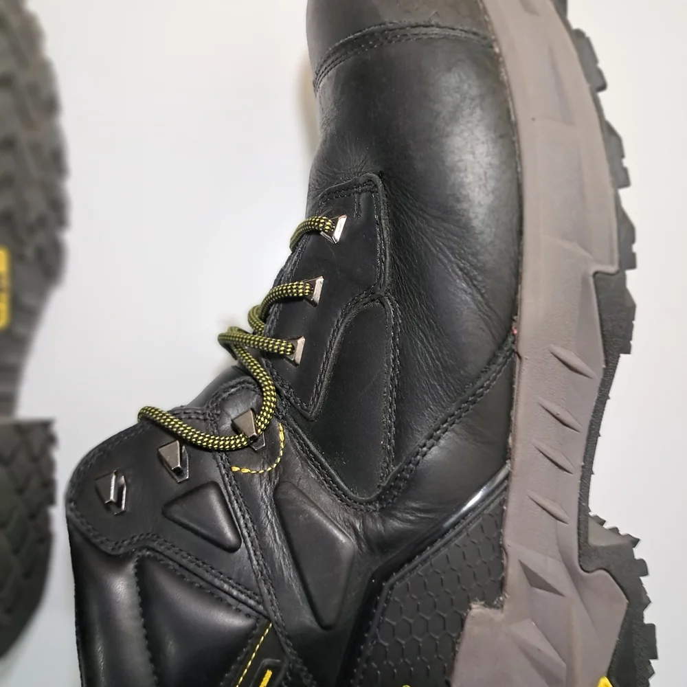 Ace Waterproof Black Leather Work Boots - EH Rated Safety Toe For Men Size 12